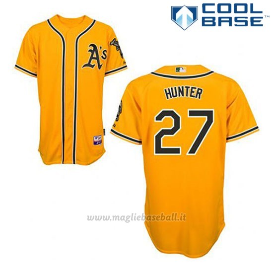 Maglia Baseball Uomo Oakland Athletics Catfish Hunter 27 Or Alterner Cool Base